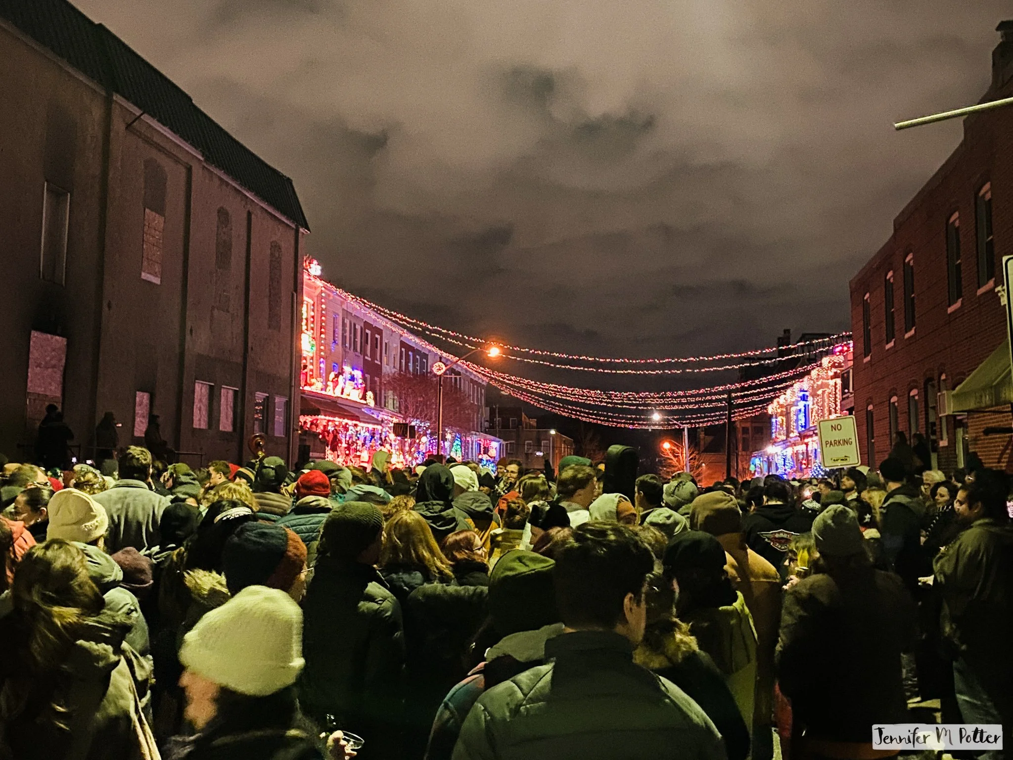 Waiting for the ball to drop during the New Year's celebration in Hampden, Baltimore.
