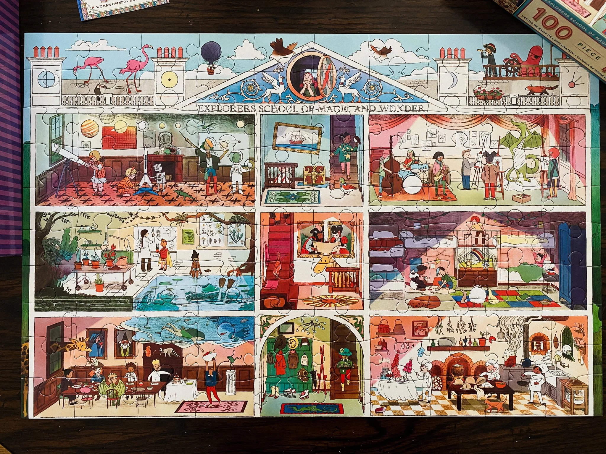 Completed  Explorers School of Magic puzzle  showing all nine magical  rooms