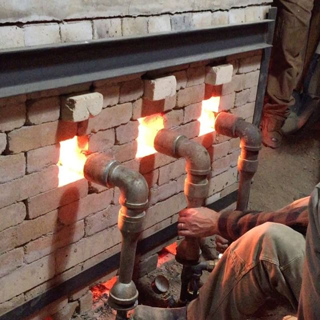 Scott Parady adjusting gas on the Soda Kiln