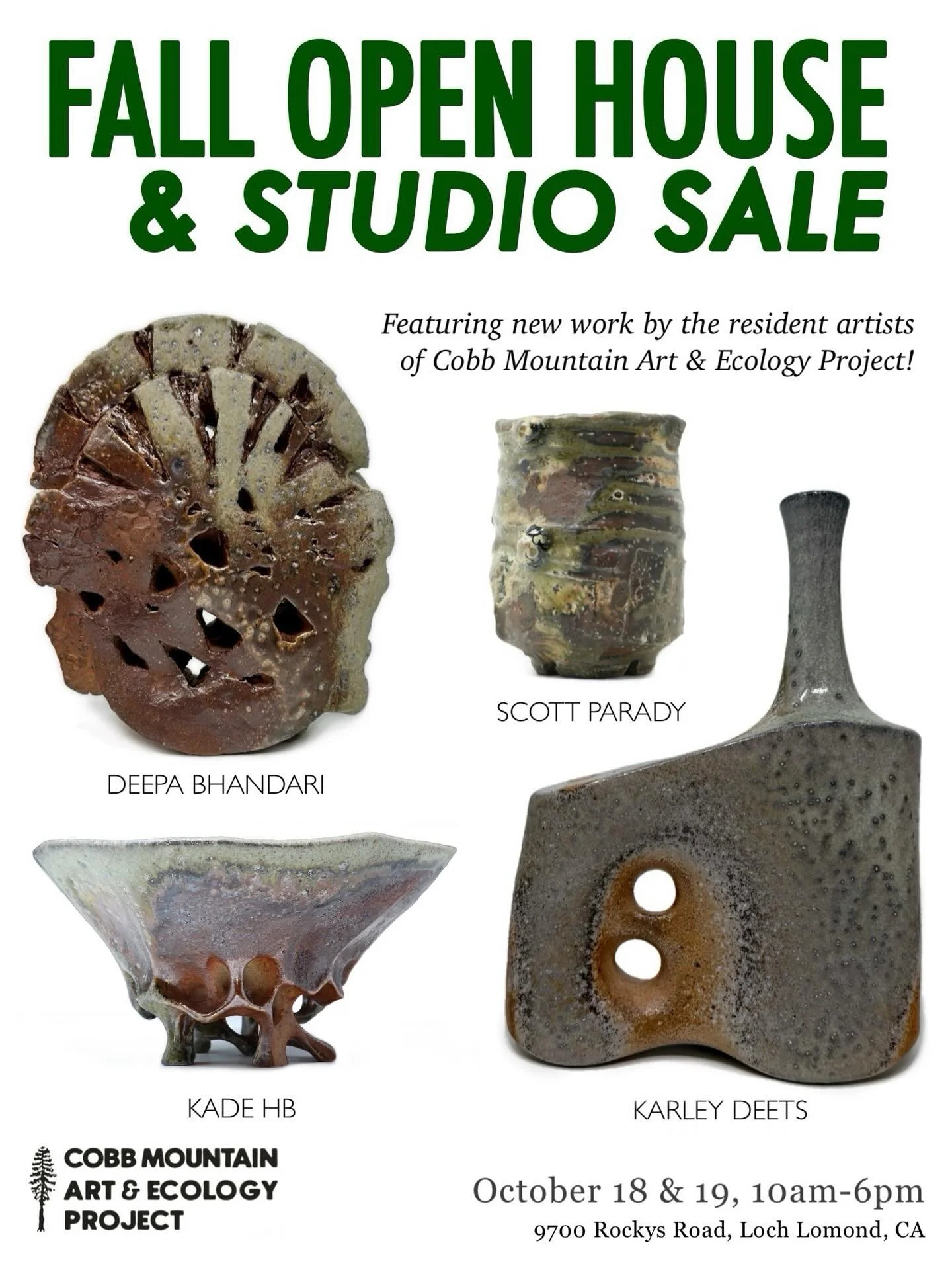 We are counting down the hours until our Fall Open House! Come out to the mountain and check out some amazing new work from our resident artists!
⠀⠀ 
⠀⠀ 
Featured works by CMAEP artists Deepa Bhandari (@popi.pottery), Scott Parady (@scottparady), Kad