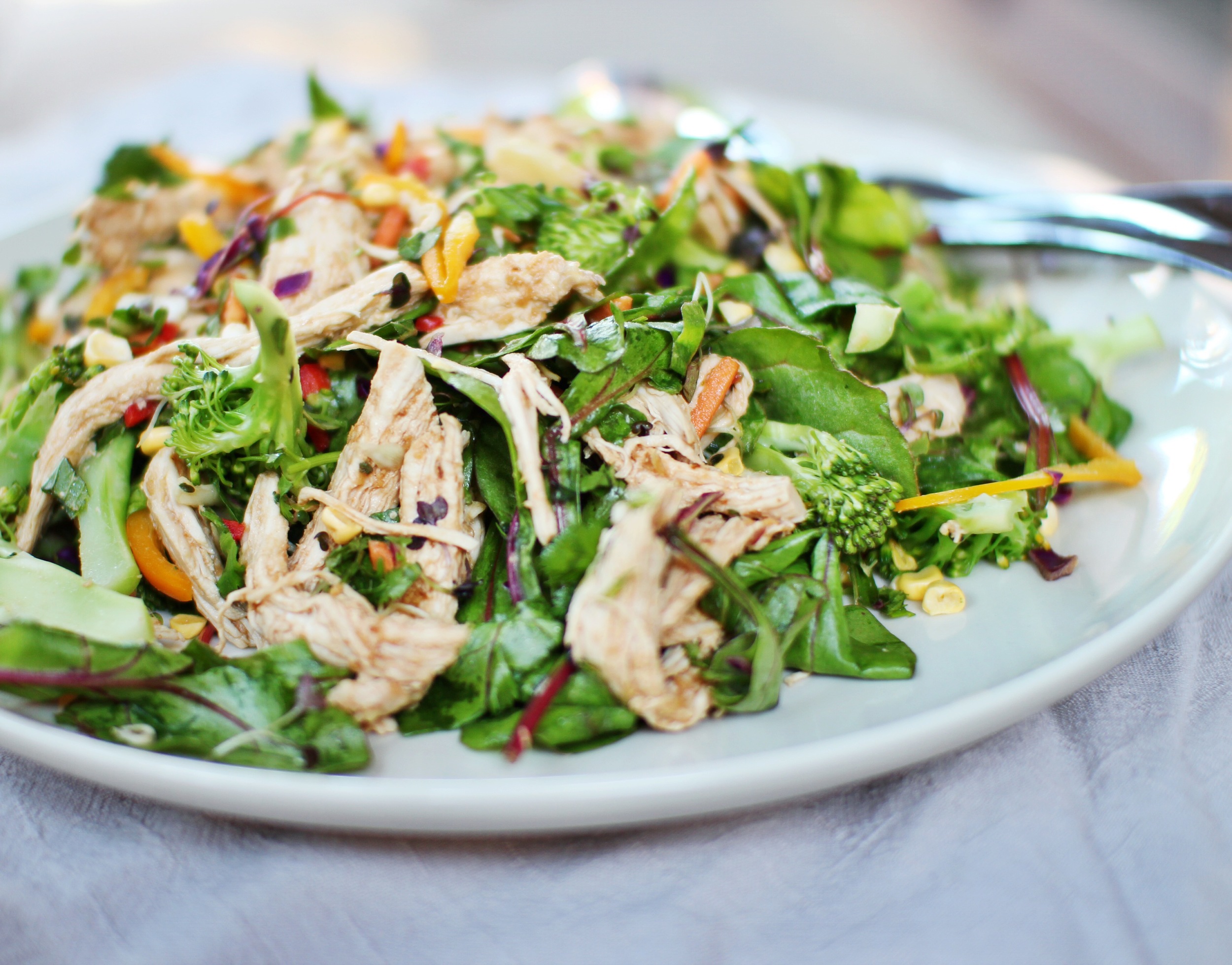  Poached Chicken Salad with Miso Dressing 