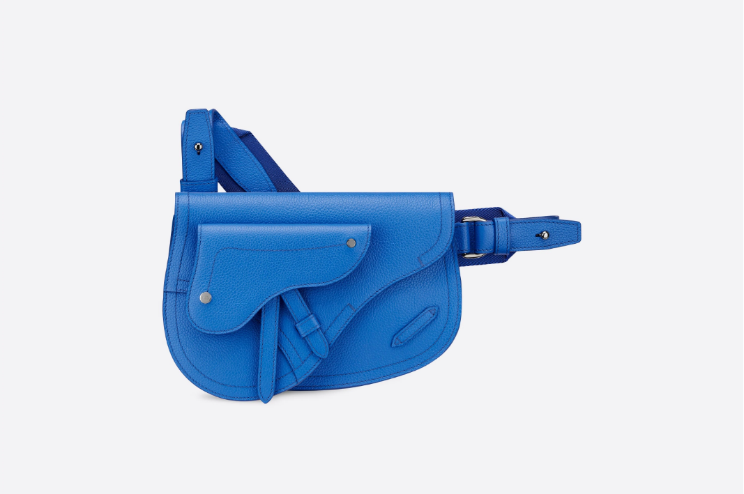 Dior Blue Leather Saddle Pouch