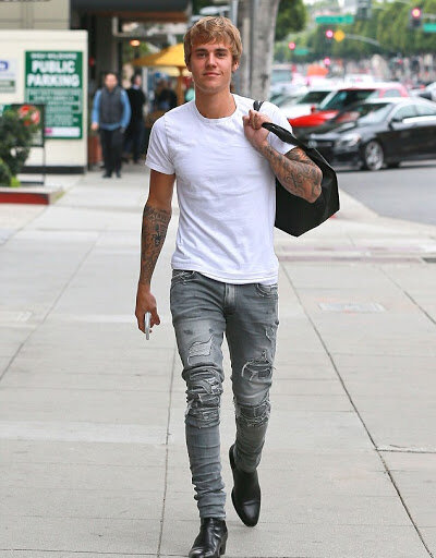 Justin Bieber in Saint Laurent Boots