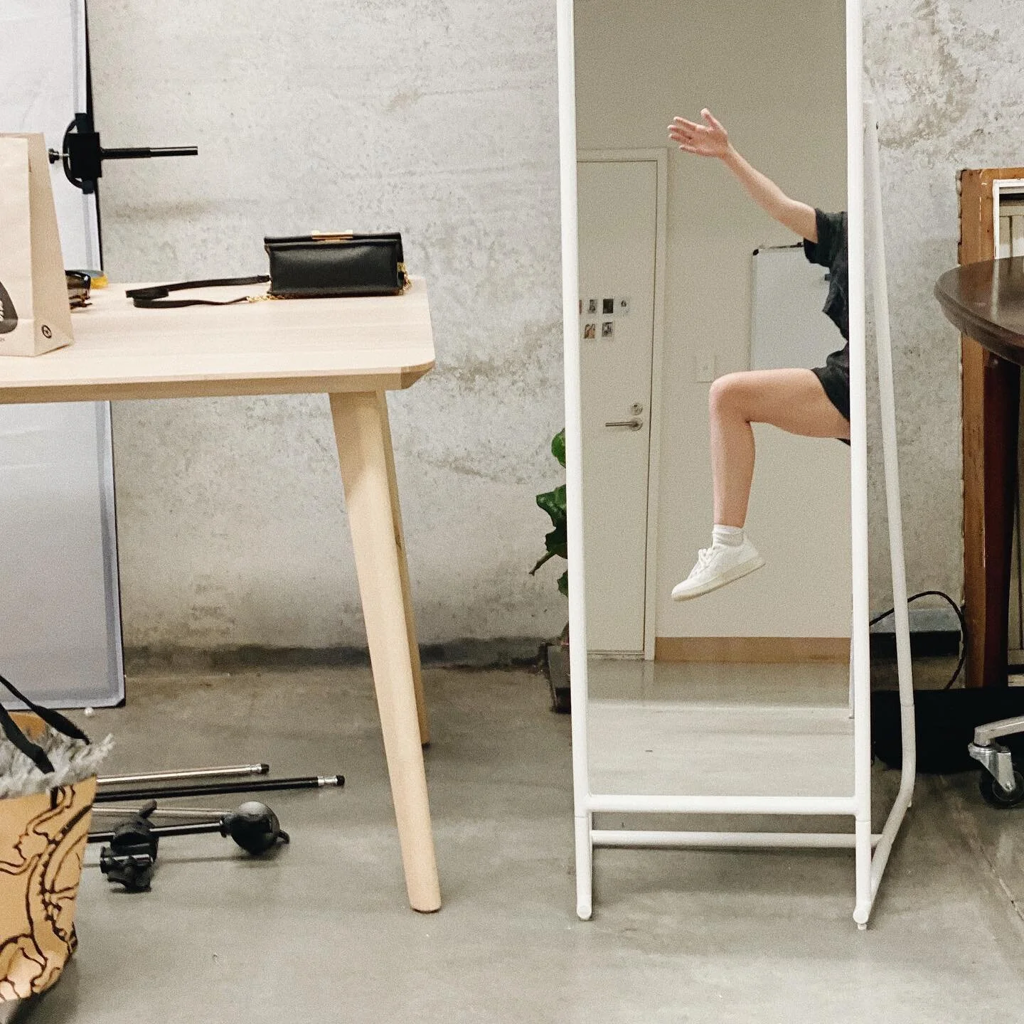 The ‘leg where it doesn’t belong’ saga continues at @culturemachinestudios 📽 shooting alongside the talented @olivia__oliver_ for @anyonegirl publication (while simultaneously living my legs in the air dreams.)