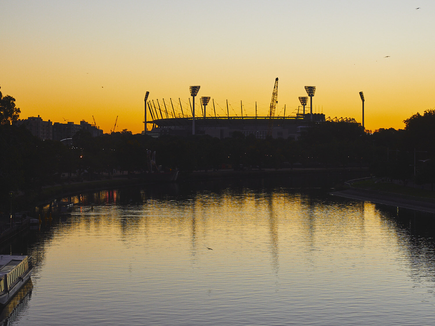 Melbourne Cricket Ground and Yarra River at dawn