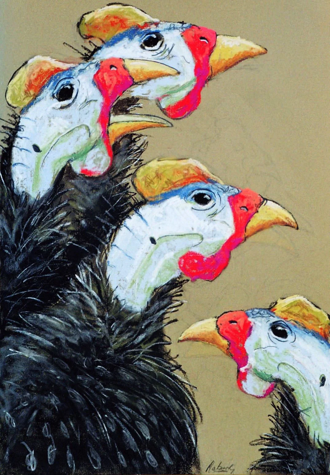 A gaggle of guineafowl