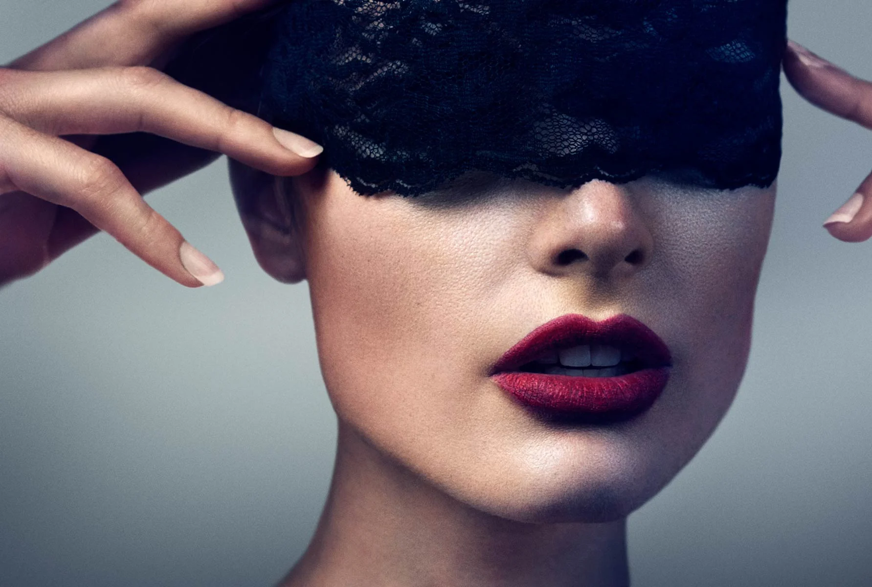 Red Lips Beauty Skin Blindfold Retouching by Rare Digital Art