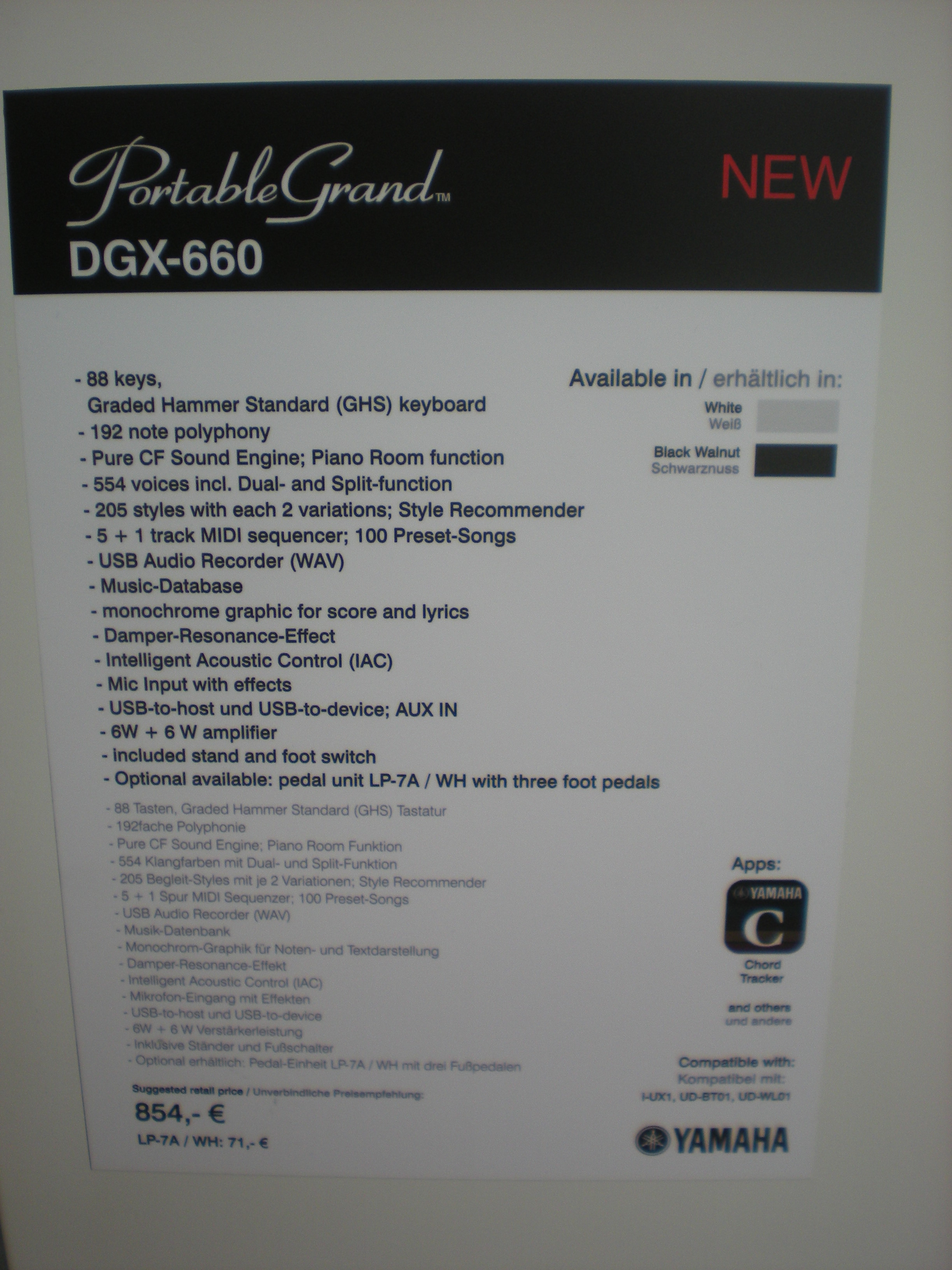 Yamaha DGX-660 specyfikacje