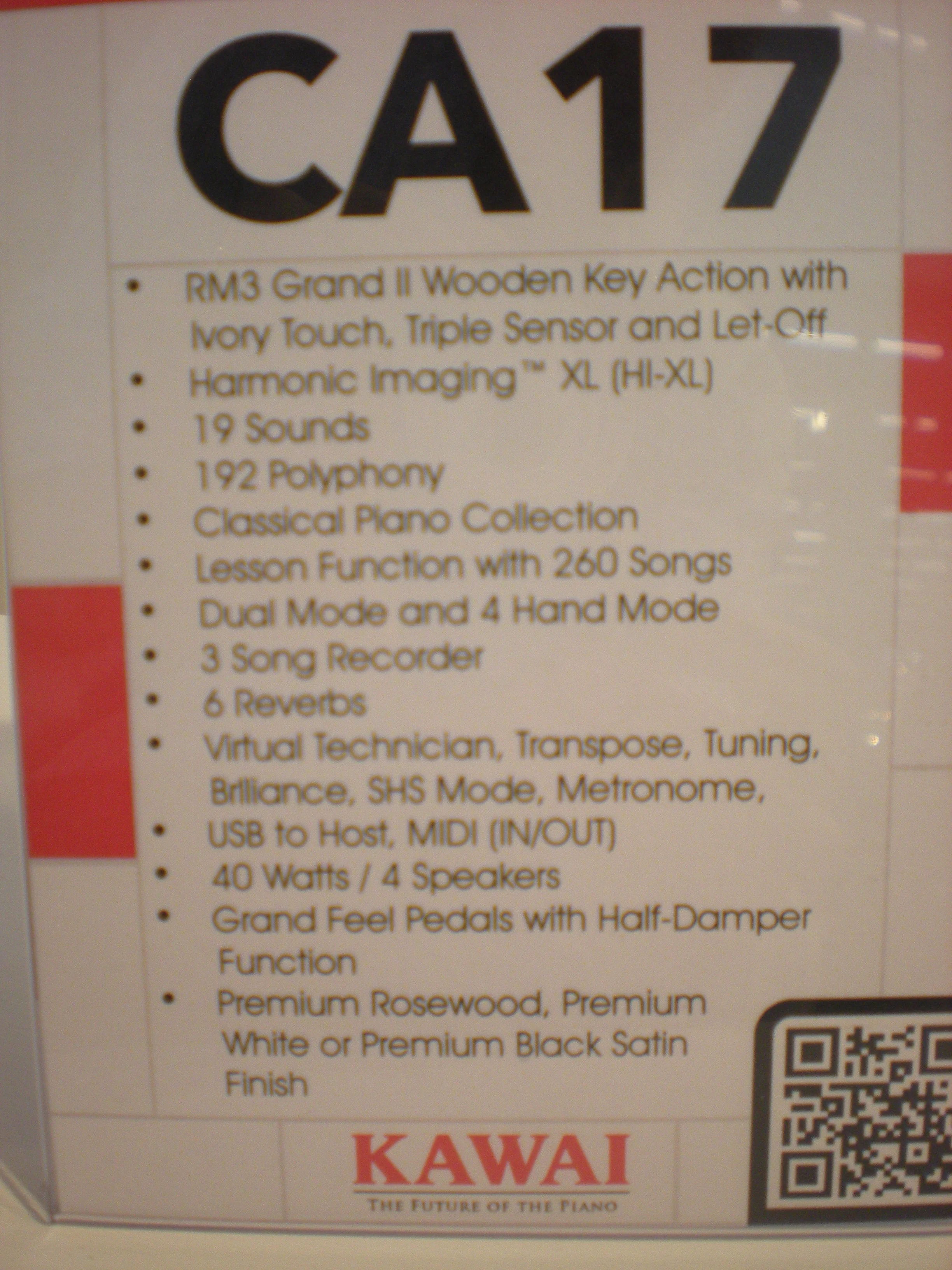 Kawai CA17 specyfikacja