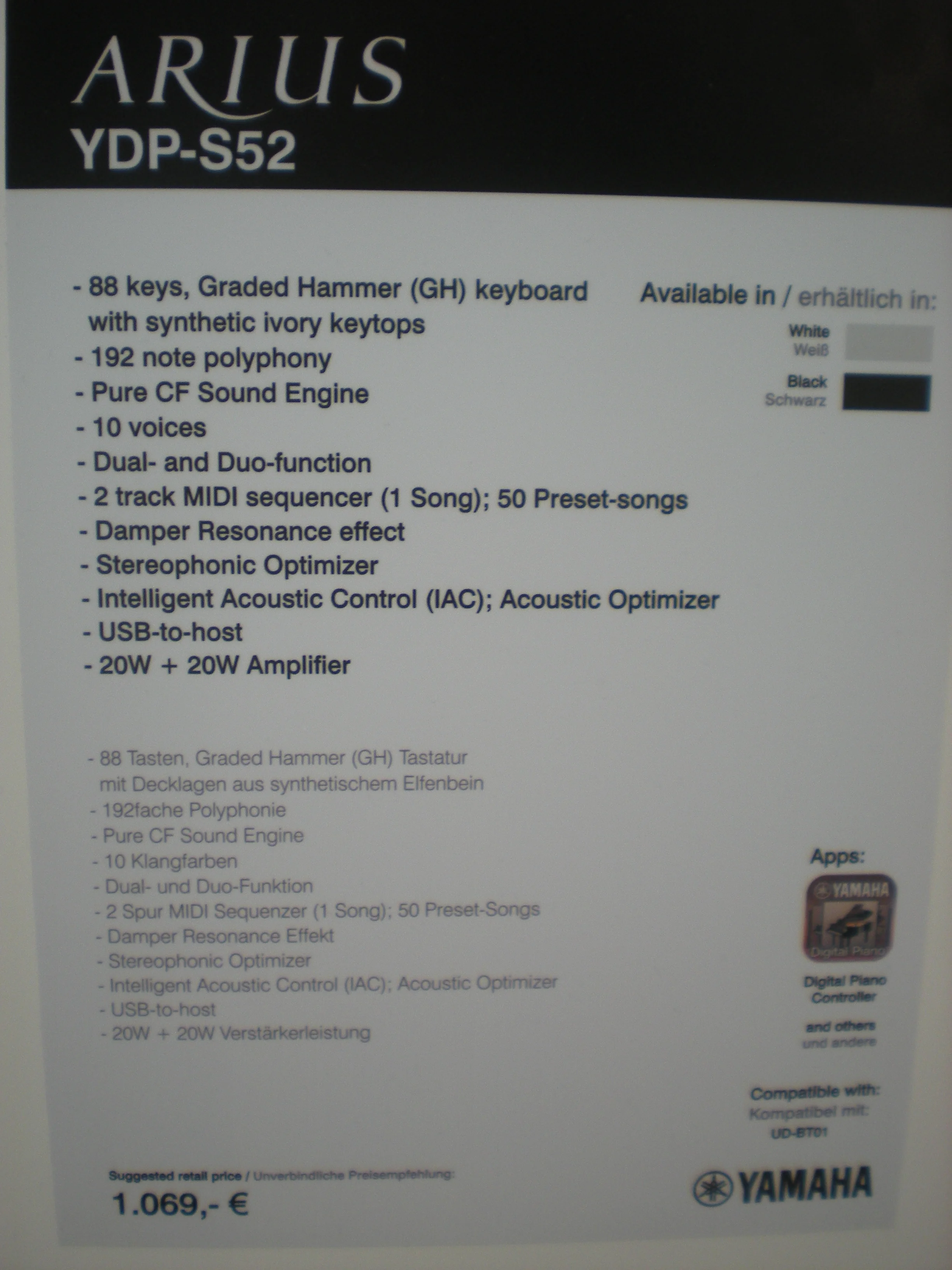 YDP-S52 - specyfikacje