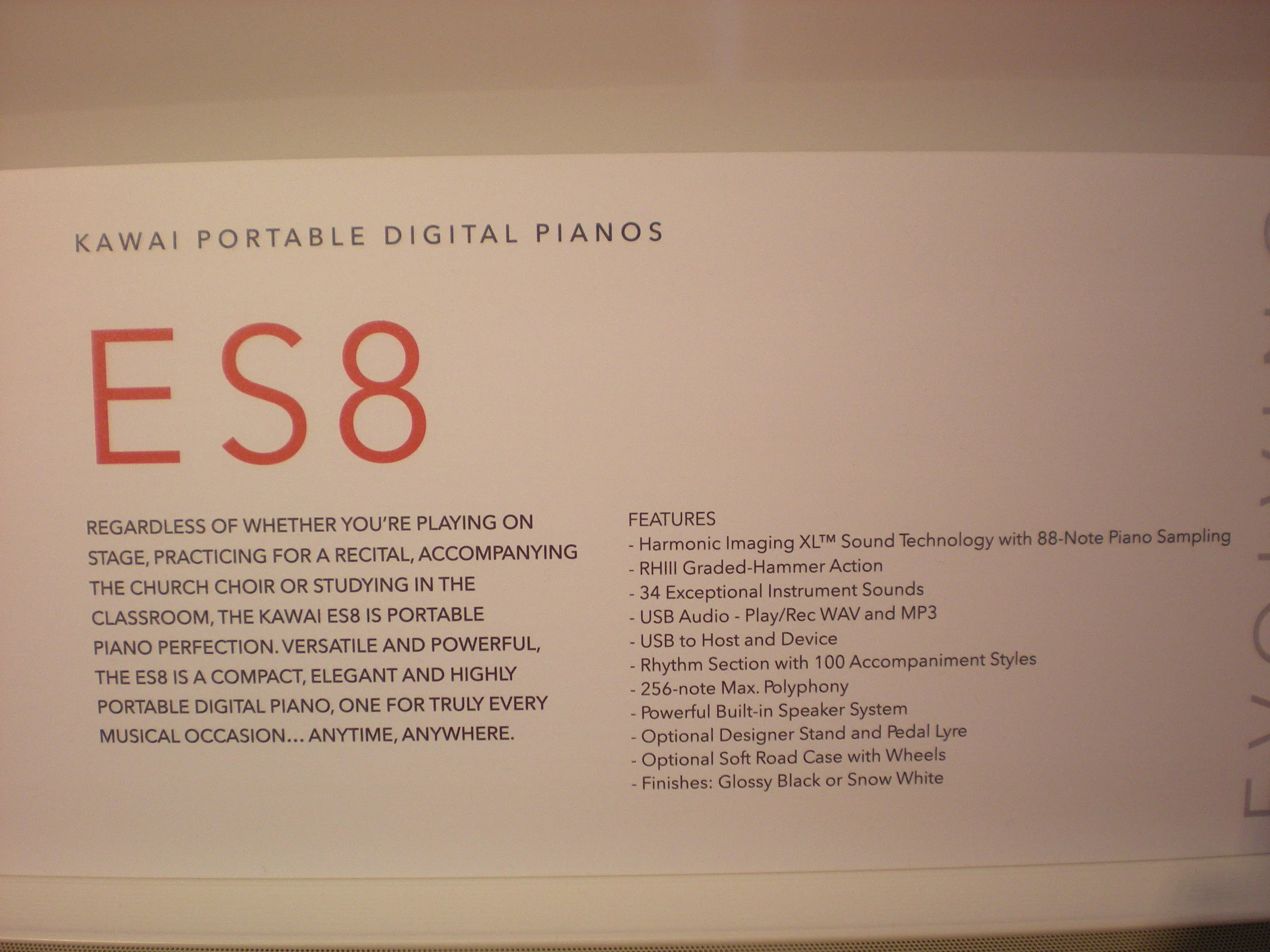Kawai ES8 - specyfikacja