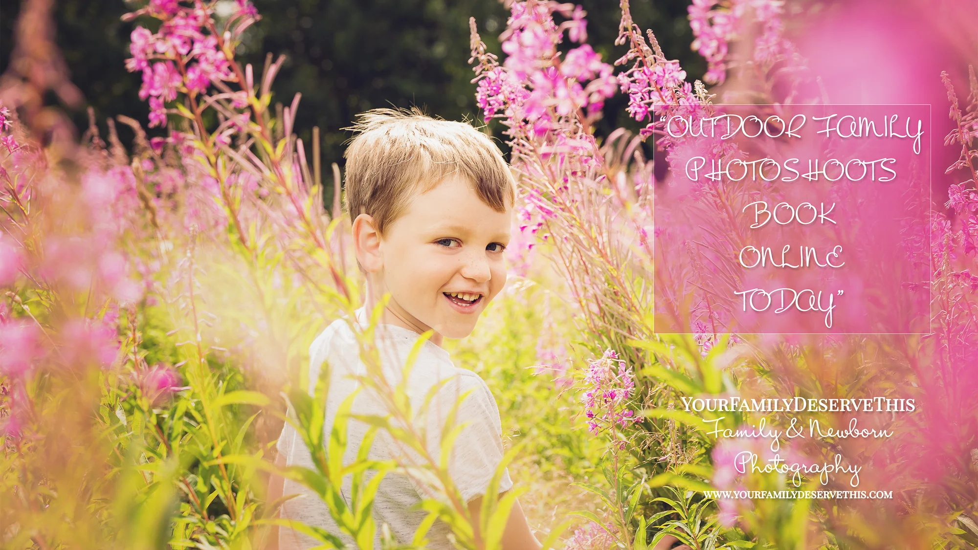 little boy looking back through long pink meadow grass - photographer - YouDeserveThis Headshots, Makeover and Photography Studio Tadley Hampshire.jpg