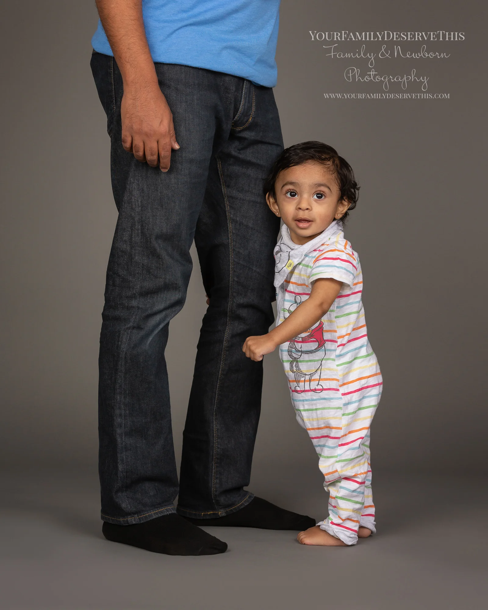 One day I’ll be as tall as my Daddy, but for now I’m just perfect for a one year old. yourfamilydeservethis.com