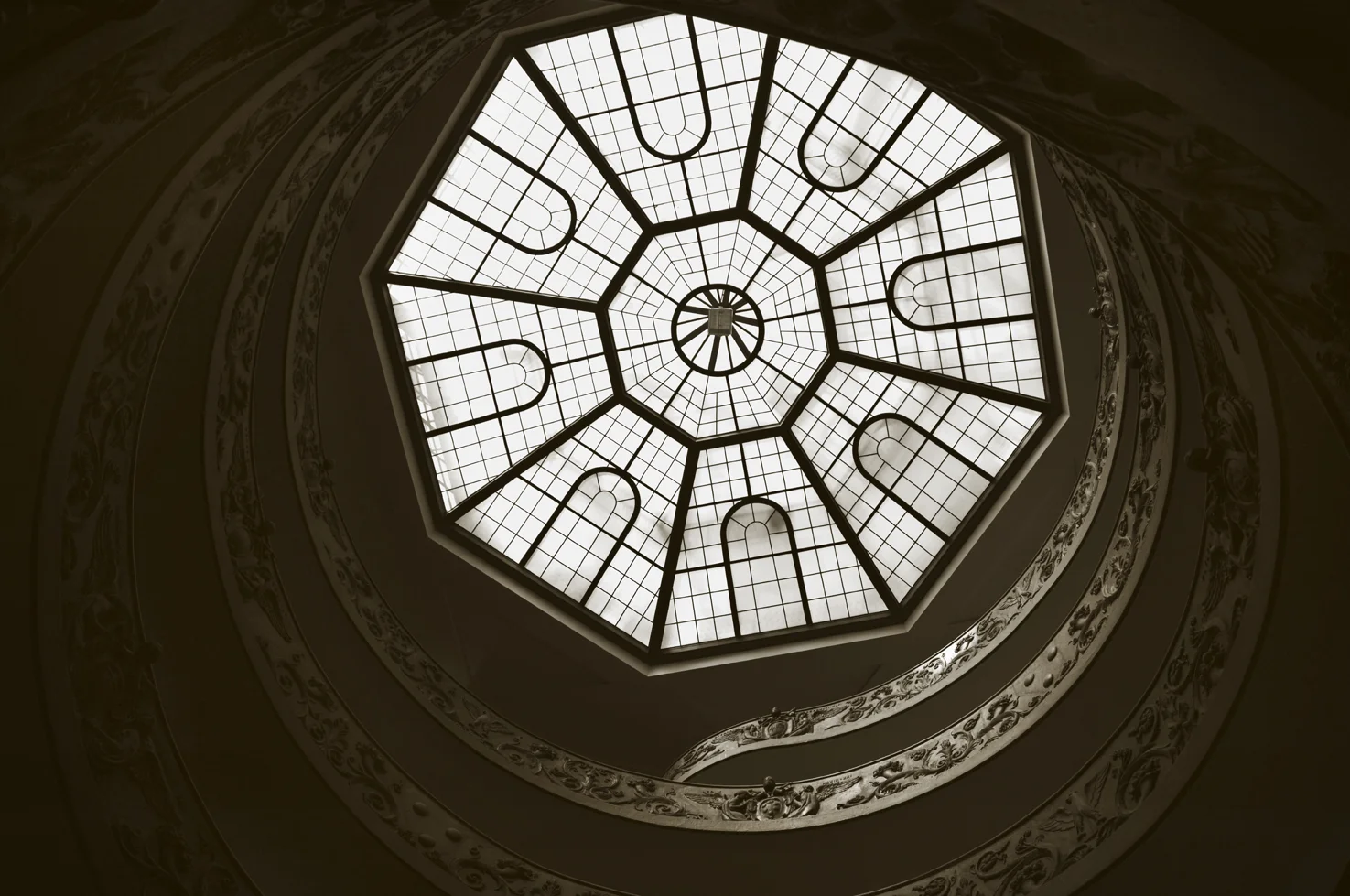 Glass Dome Above Spiral Staircase - Vatican Museum