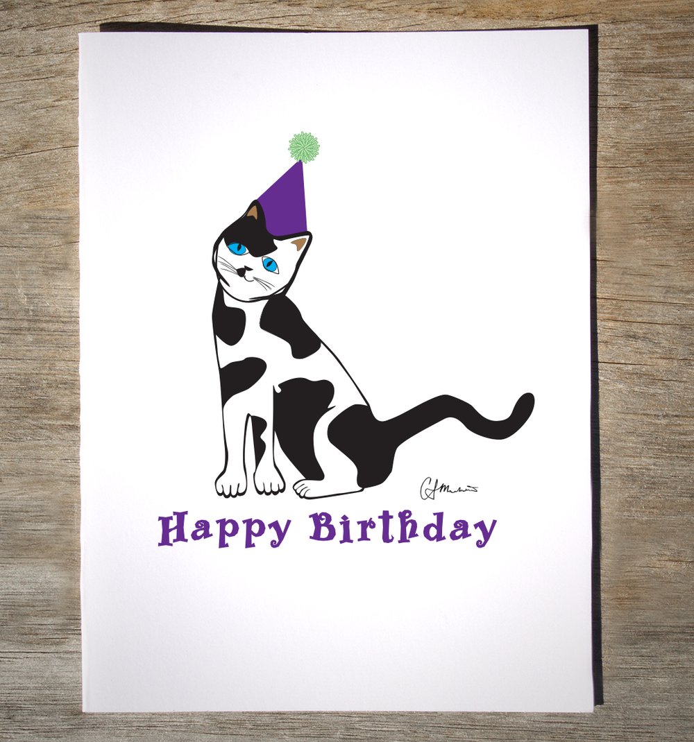 Happy Birthday Cat 7b Fuzzy Wuzzy Design