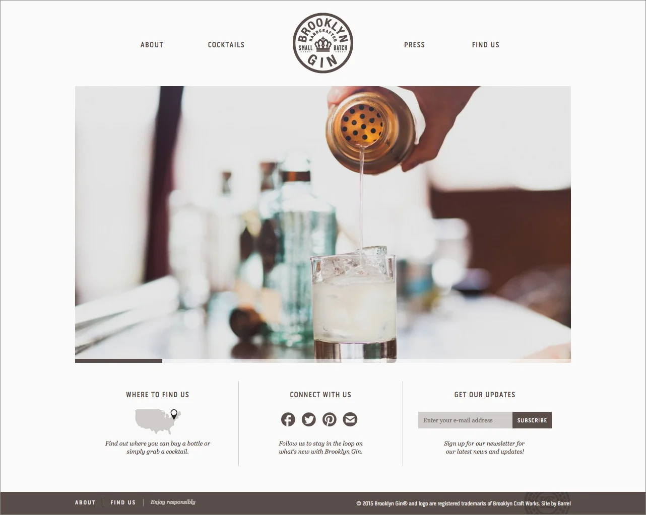 A minimalist website for a craft gin brand.