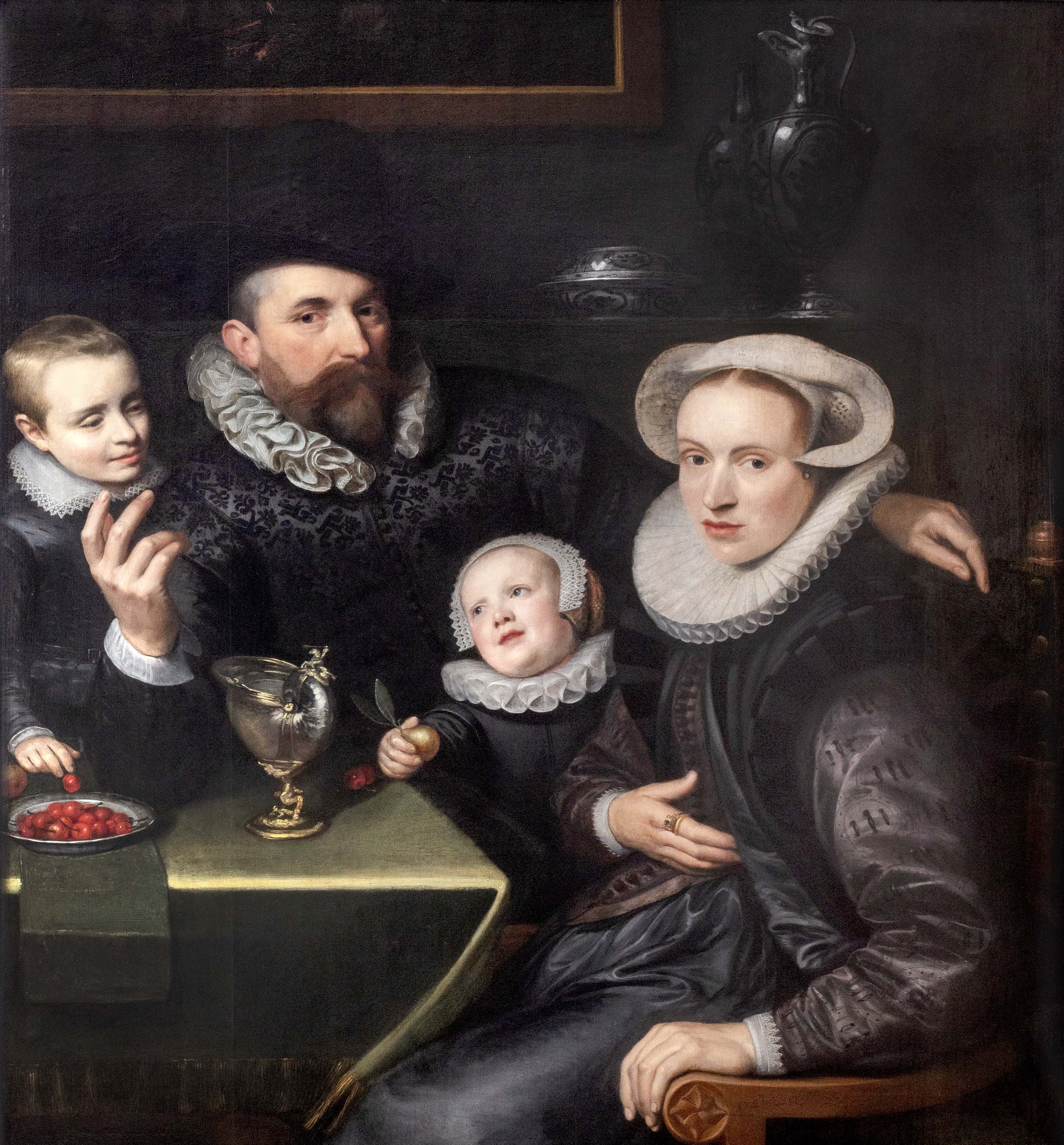 Anonymous Master thought to be from Delft, Portrait of a Family sitting at a Table