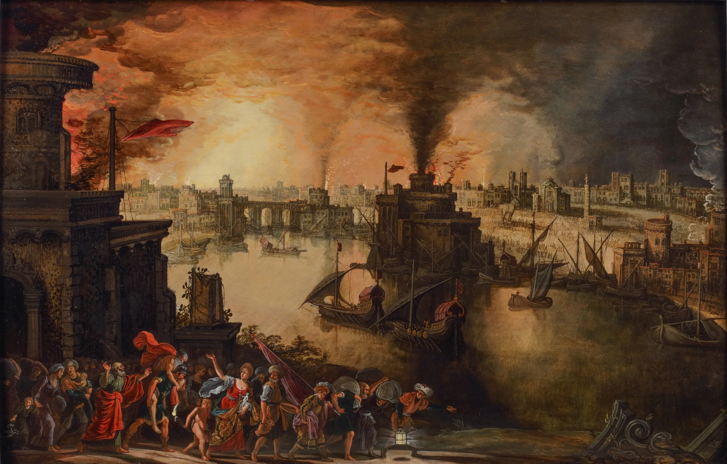 Caullery, Louise de and Teniers, David, Aeneas Fleeing the Burning City of Troy