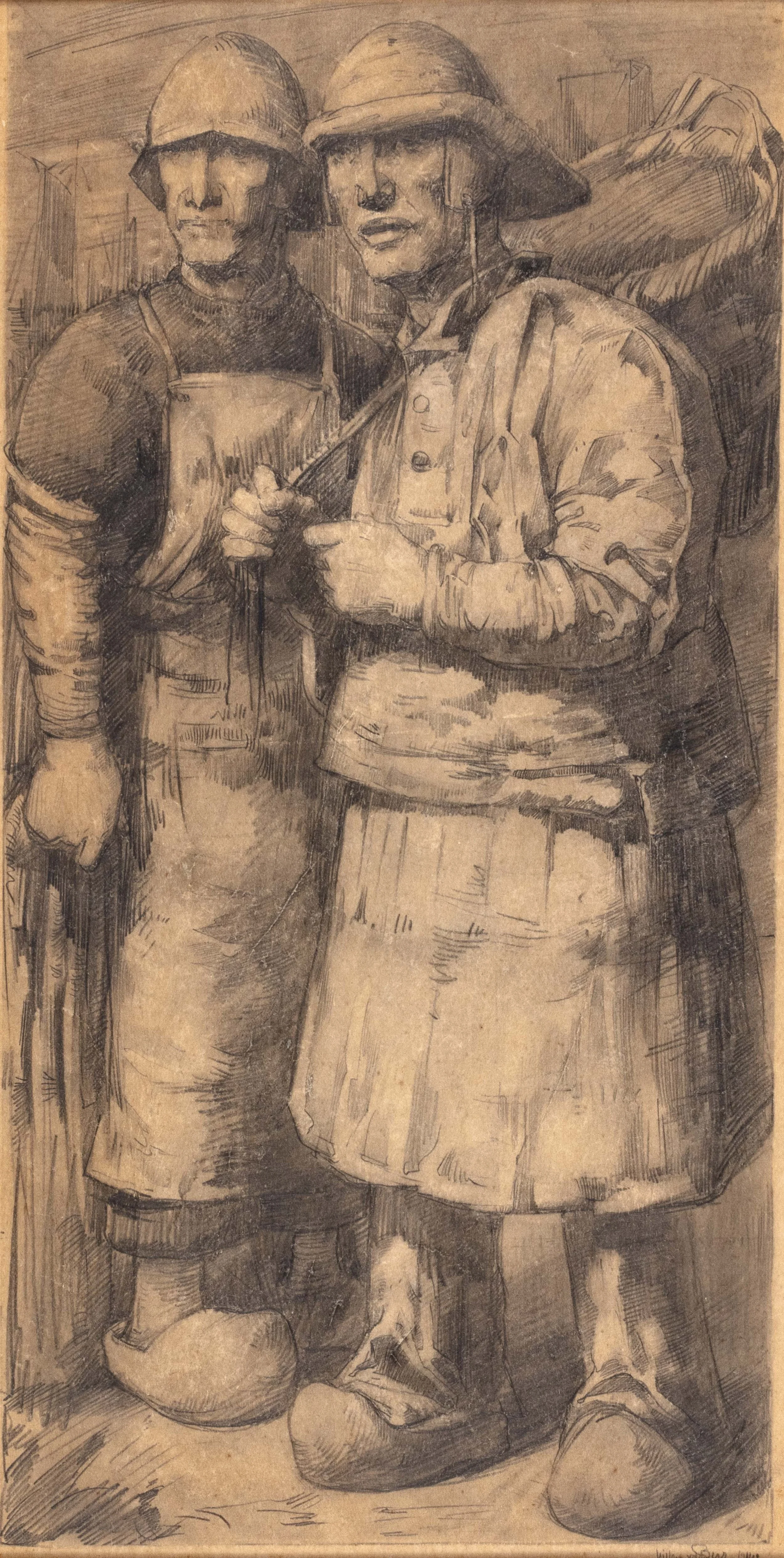 Willem van den Berg, Two Fisherman Drawing.