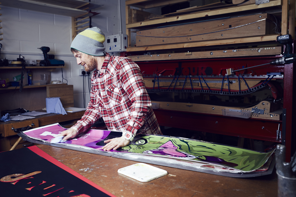 David laying the top sheet with the design for the ASBO board.