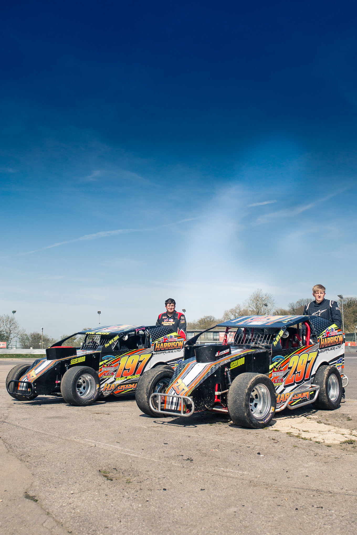 The Harris brothers with their racers