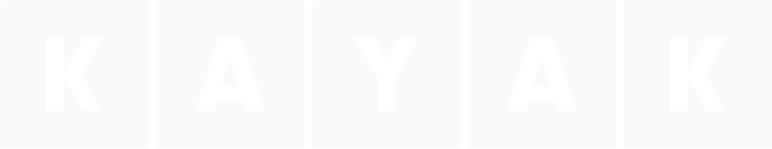 Letters spelling out 'KAYAK' with vertical lines separating each letter.
