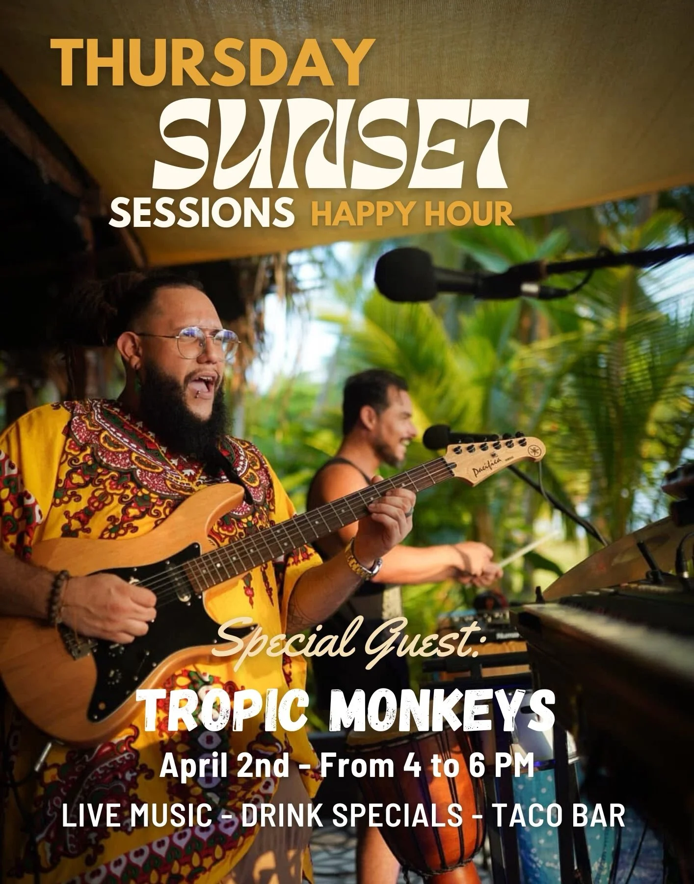 Sunset Sessions at Encantada 🌴

Join us this April 2nd from 4 PM and ease into the evening with music, cocktails, and the sound of the waves just steps away 🌴

What to expect:
🌮 Fresh, flavorful tacos from our kitchen
🍹 Happy Hour drink specials 