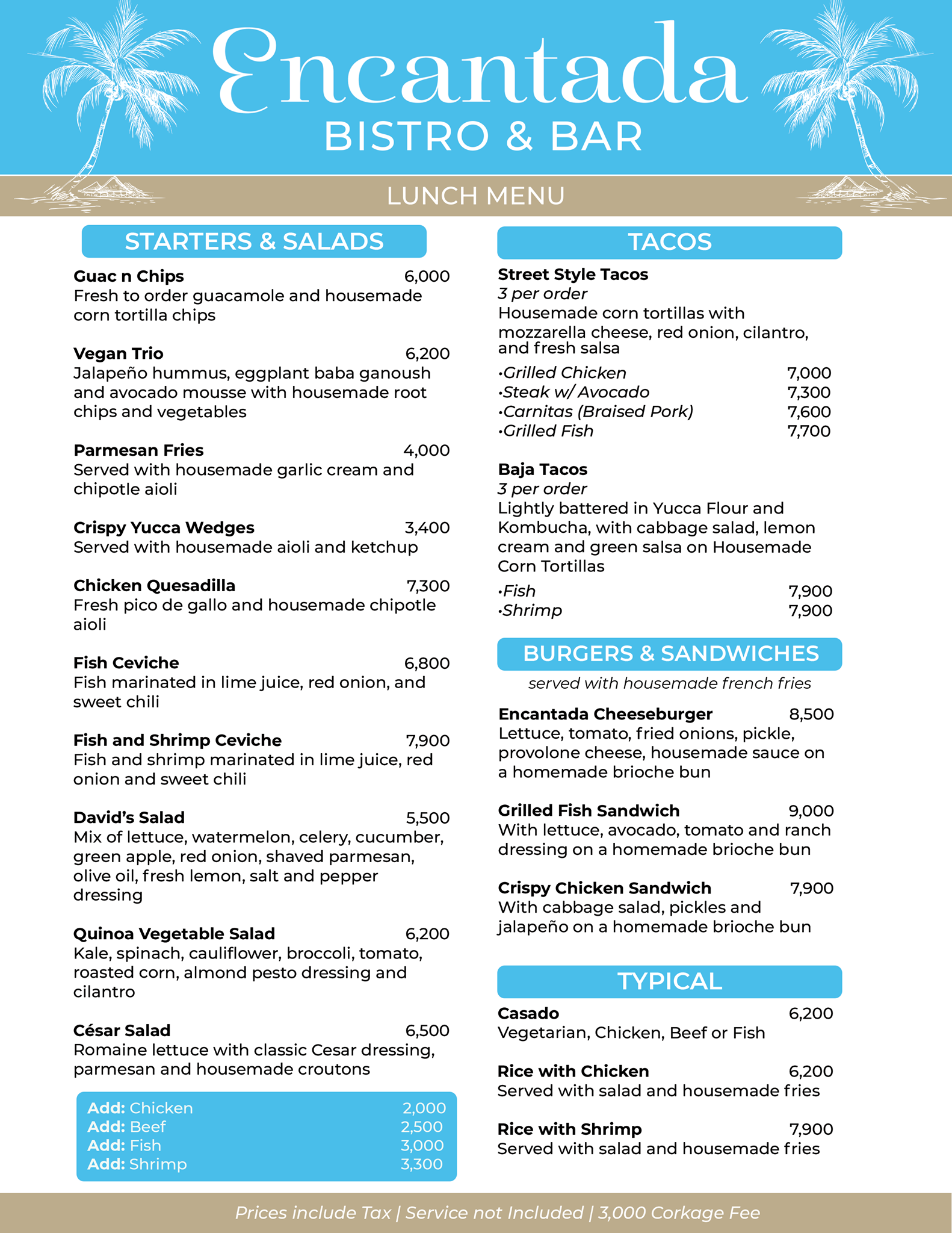 lunch menu at Encantada bitstrobar