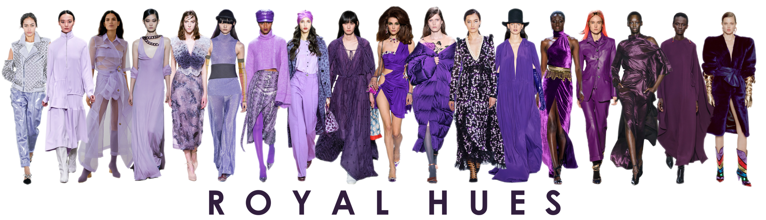 R-L: Balmain, Tibi, Nanushka, Tom Ford, Mary Katrantzou, Missoni, Sally LaPointe, Kate Spade, Lanvin, Moschino, Dries Van Noten, Naeem Khan, Sies Marjan, Roland Mouret, Valentino, Attico