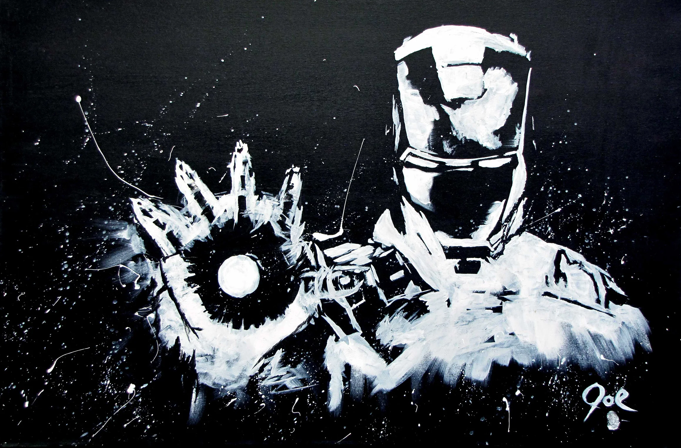 Iron Man Black White Joe Everson Art