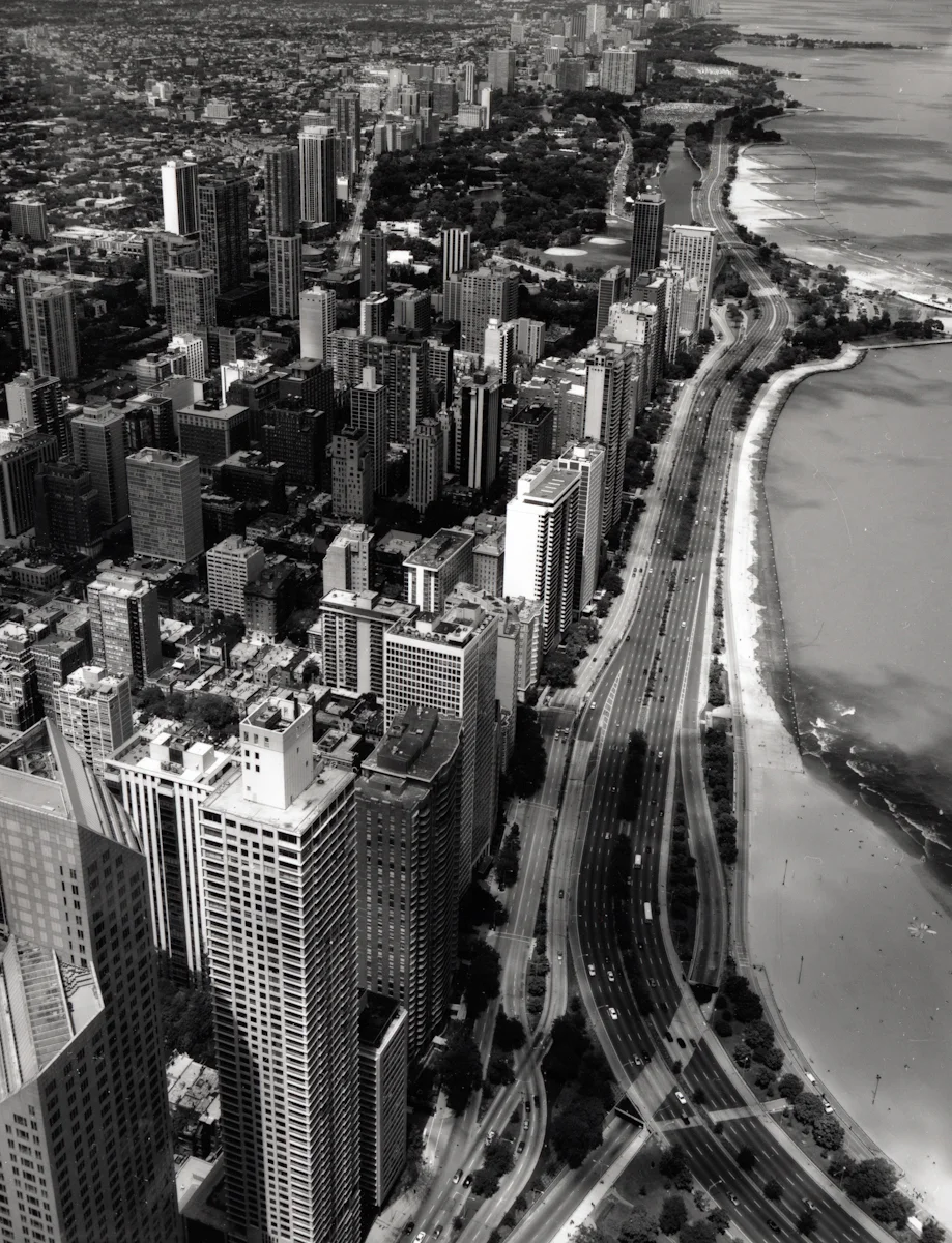 North Lake Shore Drive from Hancock Roof , 2000 Gelatin silver photograph 21 7/8 x 16 3/4 inches