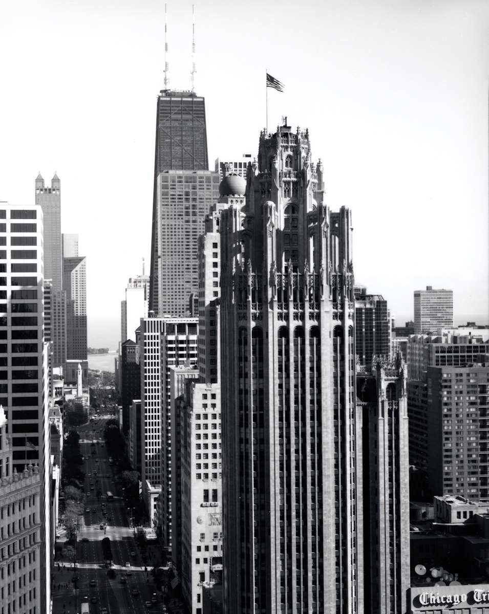  Tribune Tower , 1997  Gelatin silver photograph  21 3/4 x 16 3/4 inches 