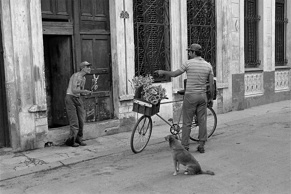 Old Man and Flower Vendor , Havana, Cuba, 1999 Archival pigment print. 13 3/8 x 20 inches