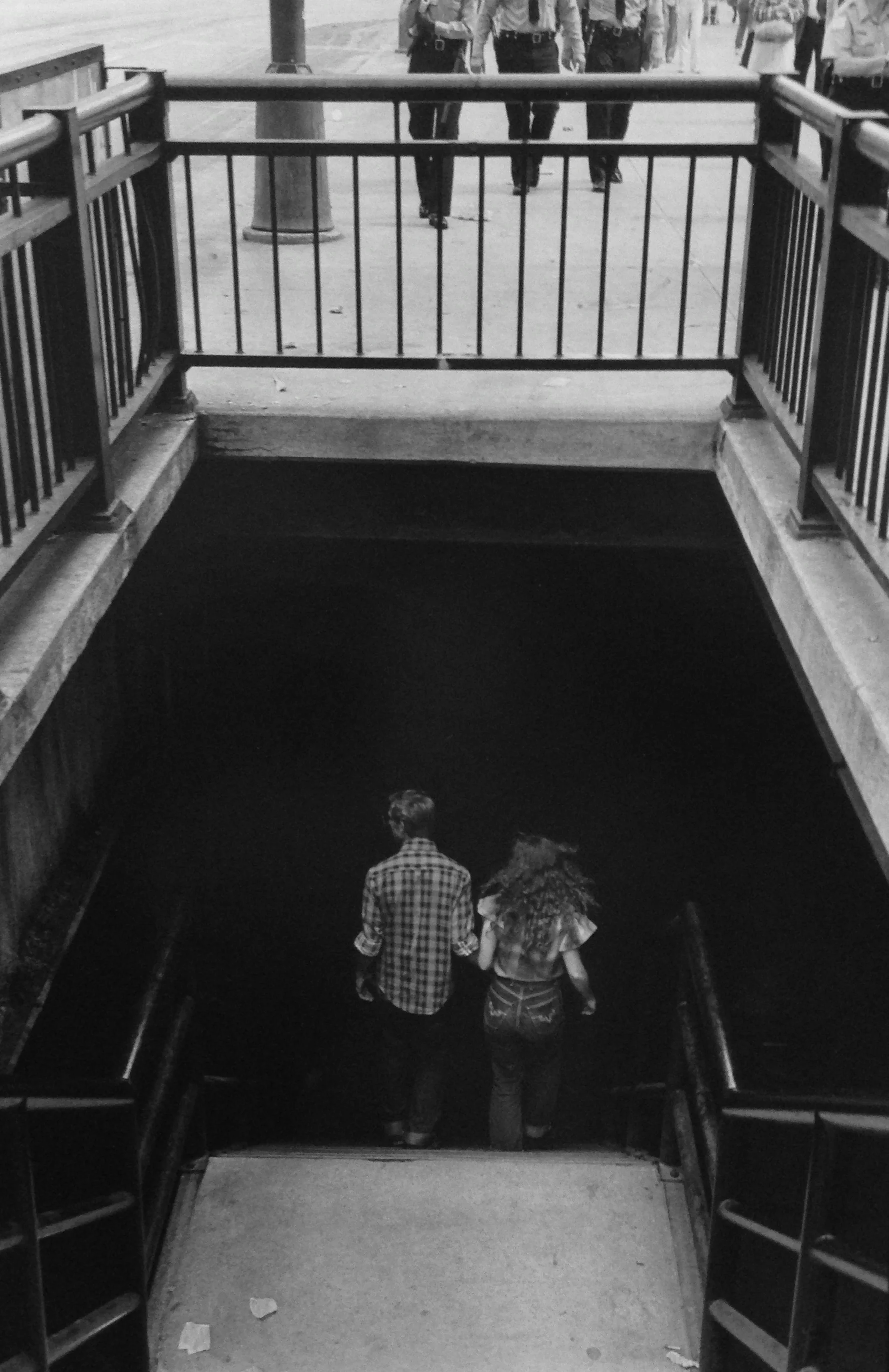 To the Lower Level on Michigan Ave, Chicago, 1982 Silver Gelatin Photograph 12 1/8 x 18 3/16" $750