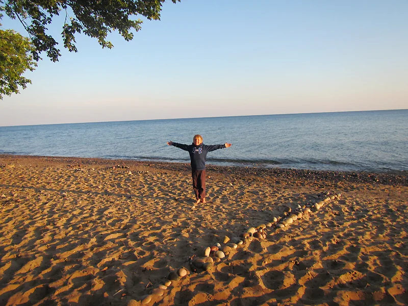 How far are we going to drive today, Kellan? Last photo before leaving the shore of Lake Superior yesterday morning.