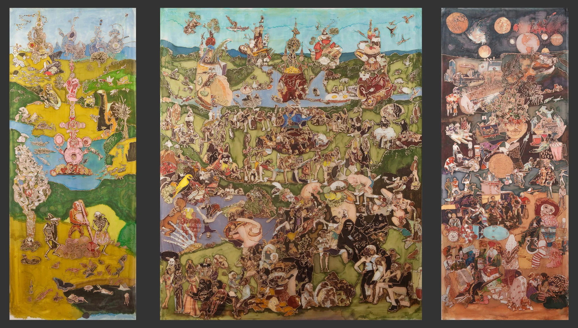 Garden of Earthly Delights, 72"x144", Dye on Silk, 2009
