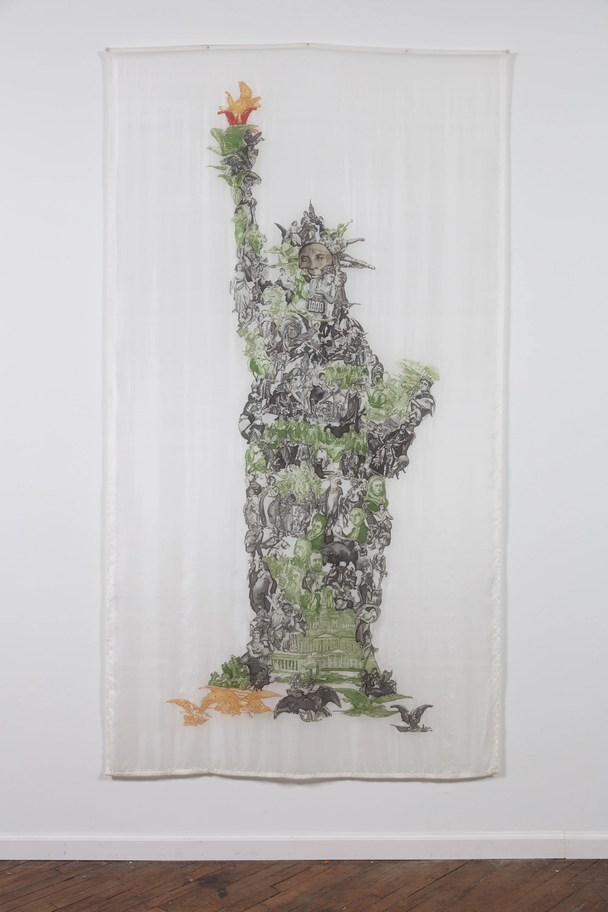 Lady Liberty, 96”x52”, Dye on Silk, 2017