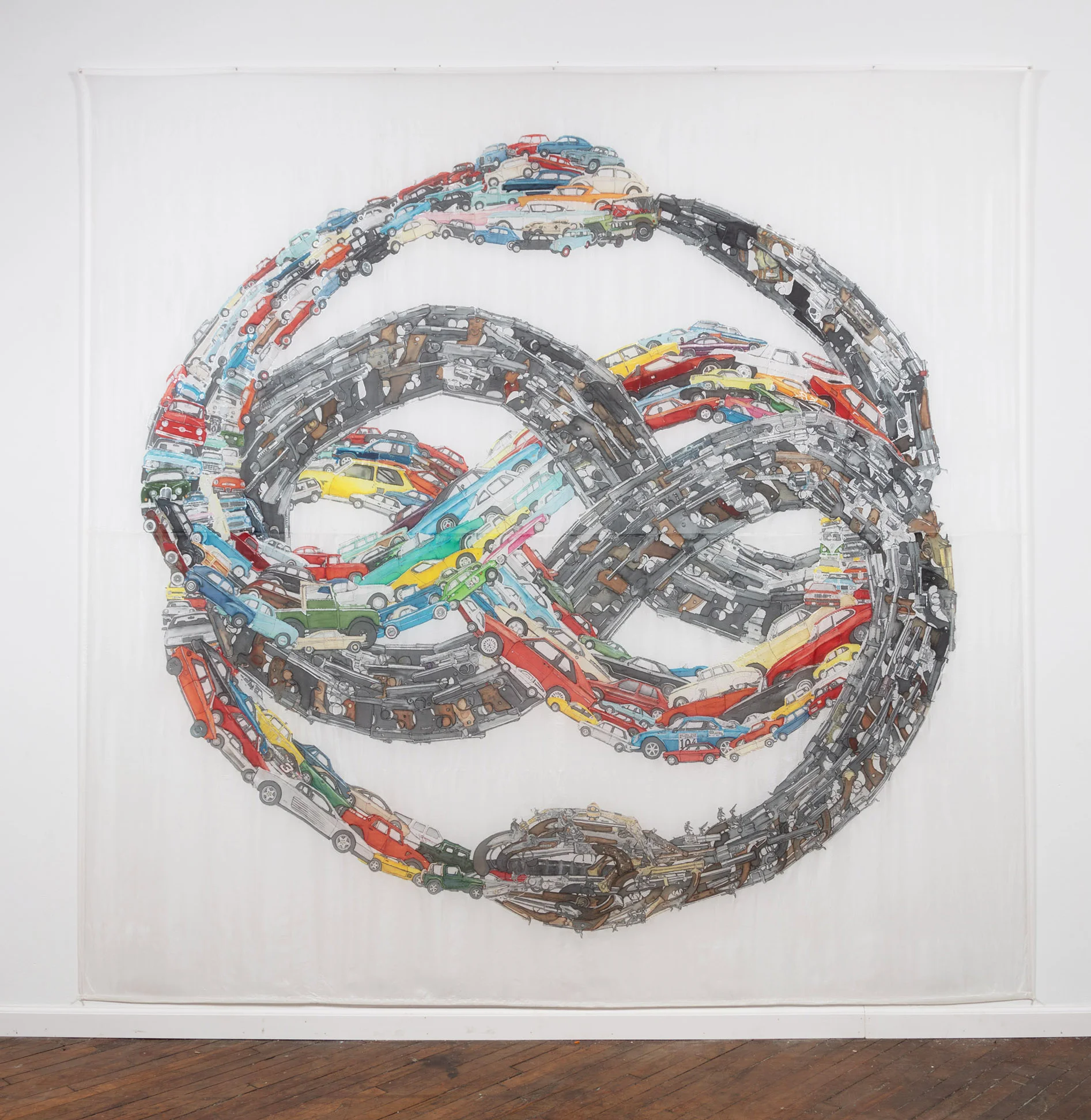 Don’t Tread on Me, 104”x116”, Dye on Silk, 2018