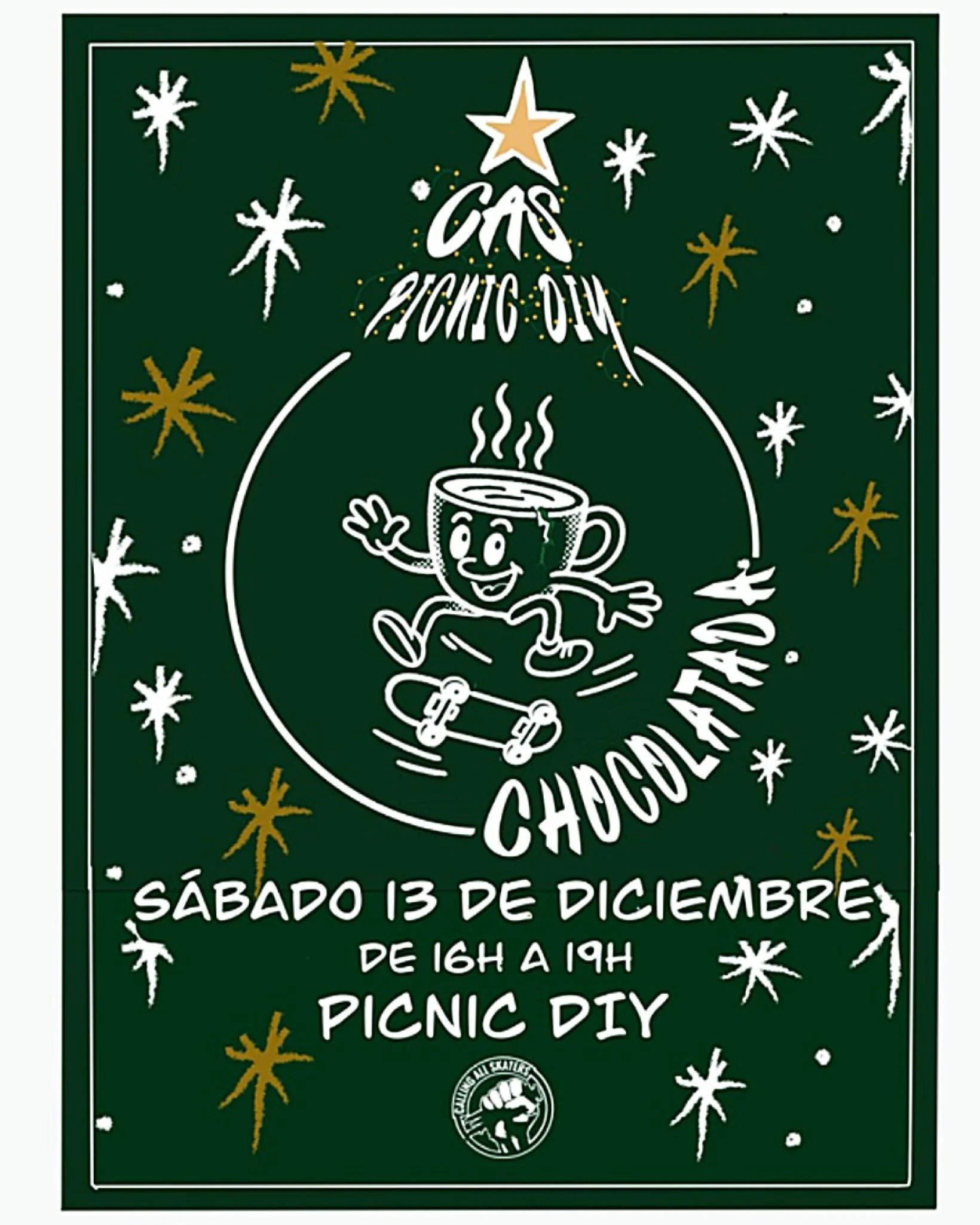 Queremos celebrar la Navidad 🎄 con la comunidad de skate este s&aacute;bado en PICNIC DIY a las 16h con una CHOCOLATADA gratis! ☕️🍪
Invita a un/a amigo/a y ven para celebrar el real motivo de la Navidad y pasar un buen rato en familia. 🙌🏽
Habr&aa