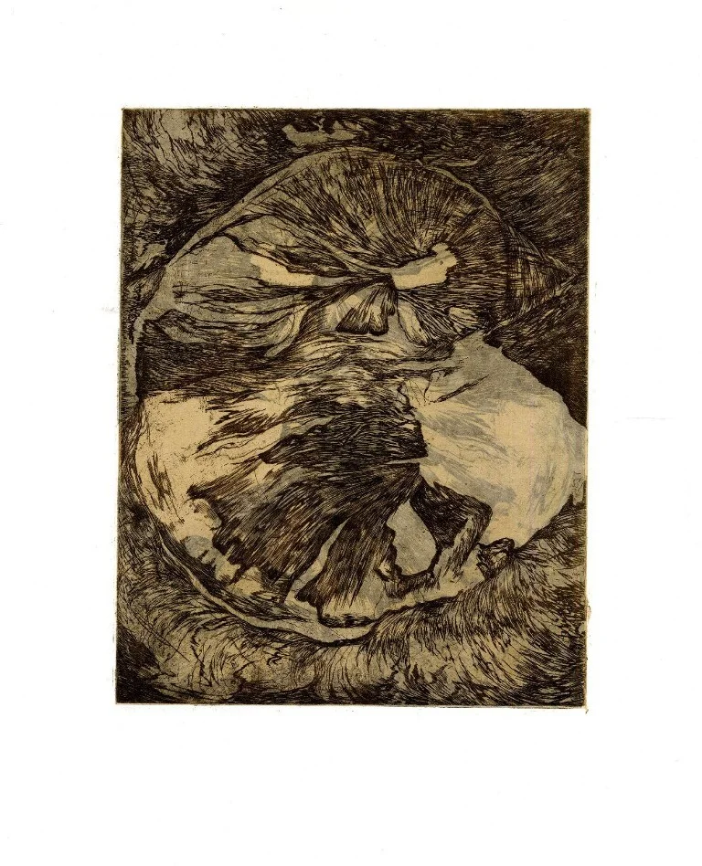 2009, Intaglio with chine-collé, 8" x 10"