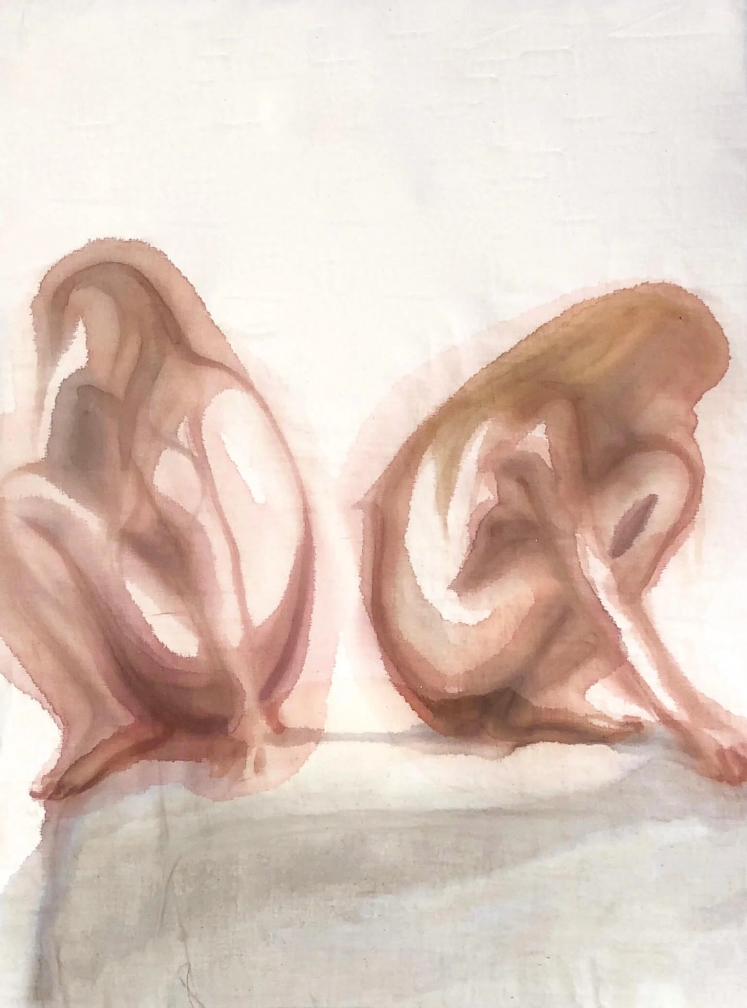 Catching Minnows Watercolour on muslin 77 x 65cm SOLD emponsonby@gmail.com