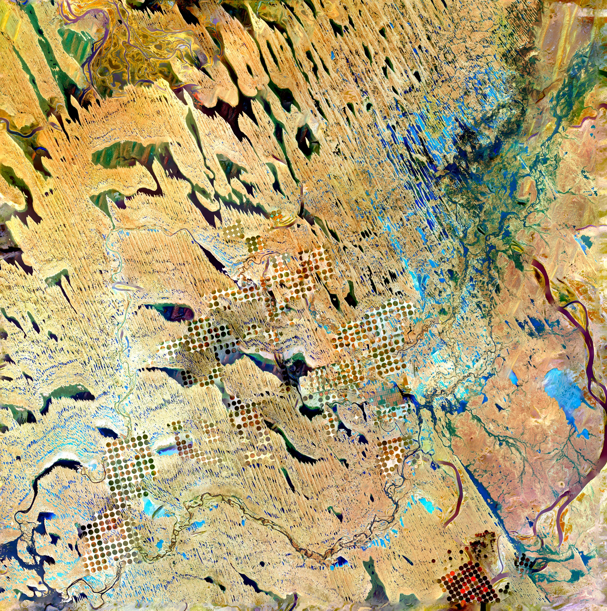 Earth As Art Stack No. 1 (Geometric Desert, Parallel Dunes, Desert Patterns, and Niger River)
