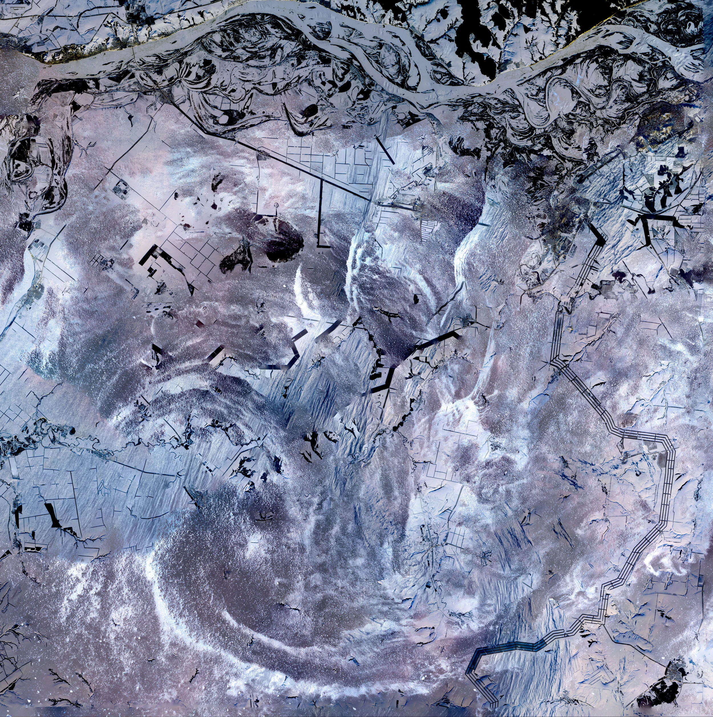 Earth As Art Stack No. 3 (Etched in Snow, Whirl In Clouds, Whirl in Air)