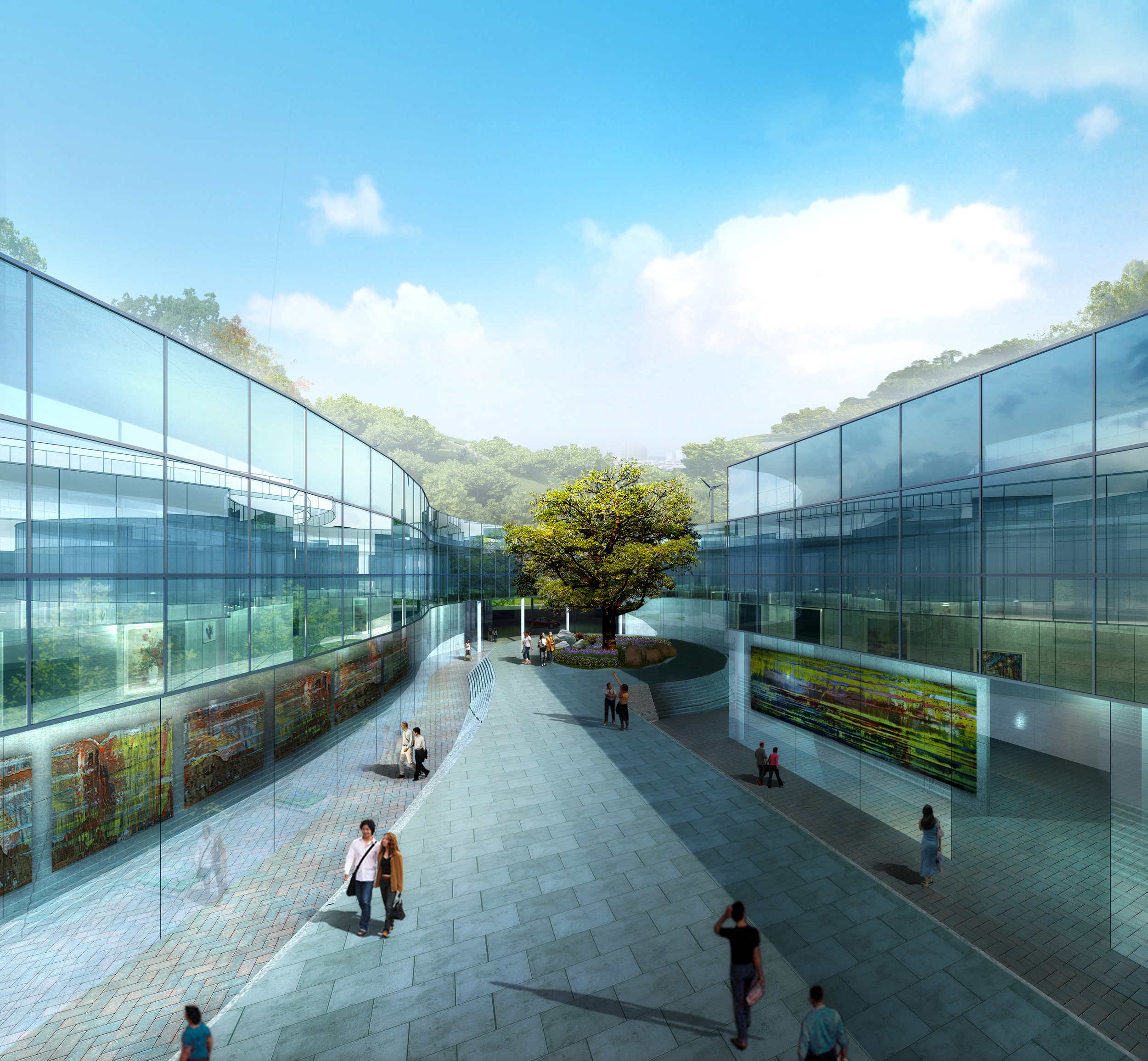 View Along Exterior Gallery Courtyard