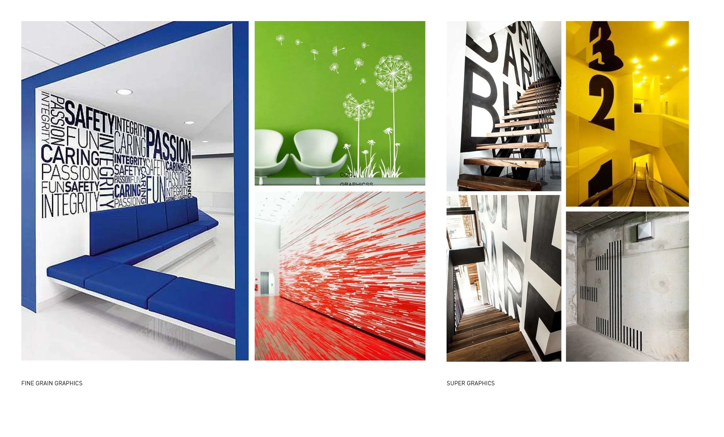 Bold graphics can highlight the high energy of the fitness studio