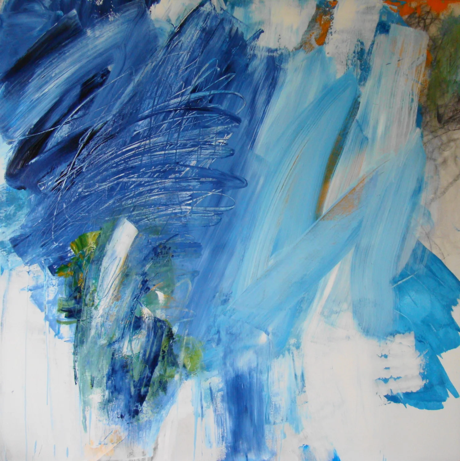 BLUE SCRIBBLE, HERE AND NOW