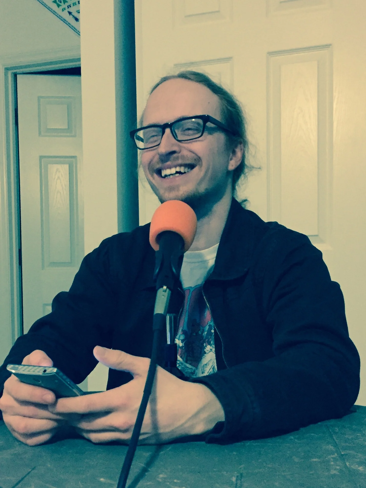  Ian uses the orange mic for obvious reasons.... 