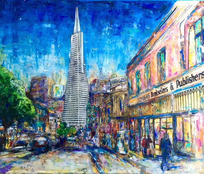 Columbus & Jackson 24 x 30" Acrylic, acetate, ink, and epoxy resin on canvas 2016 SOLD