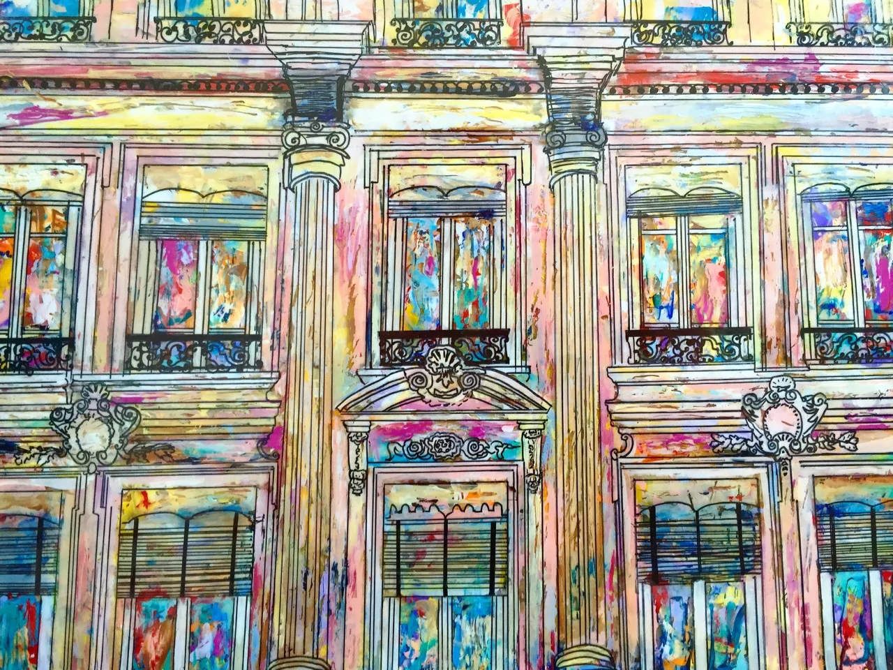 LES FENETRES DE PARIS (PARIS WINDOWS) 14 x 11" Acrylic, acetate, ink, and epoxy resin on bamboo paper SOLD