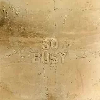 So Busy, 12 x 12 x 1.5”D” - Acrylic, Gold leaf, wood, mirror tile and epoxy resin on wood panel.